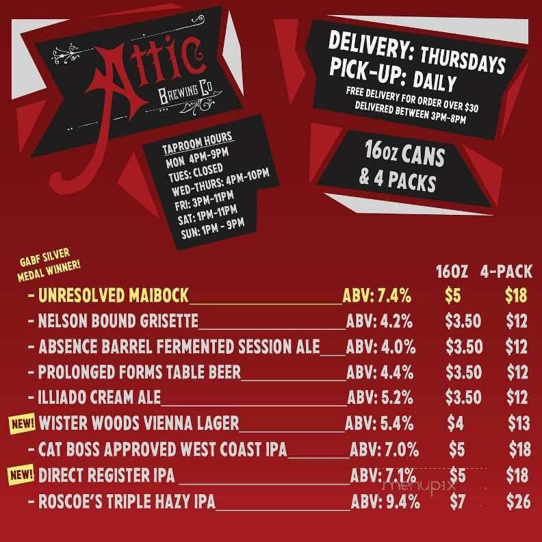 Attic Brewing Company - Philadelphia, PA menu_pic