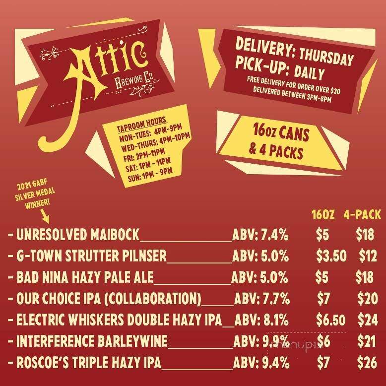 Attic Brewing Company - Philadelphia, PA menu_pic