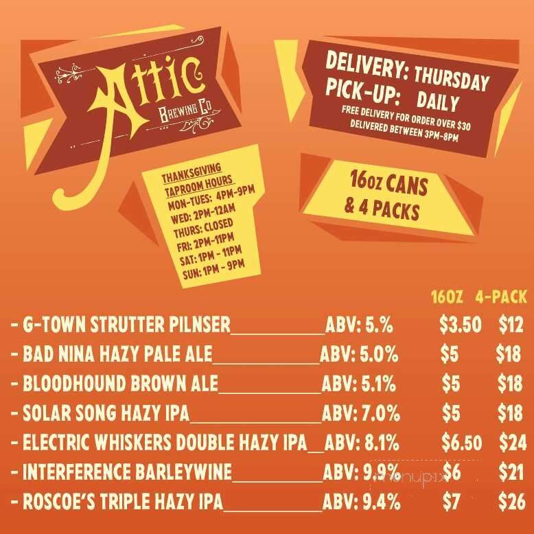 Attic Brewing Company - Philadelphia, PA menu_pic