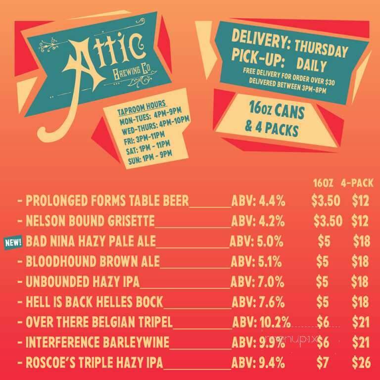 Attic Brewing Company - Philadelphia, PA menu_pic