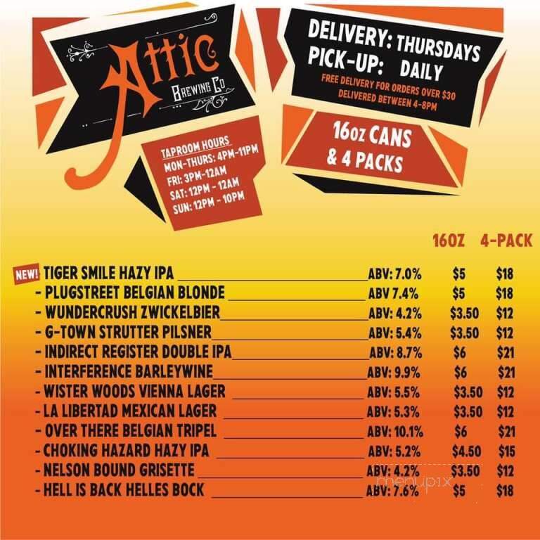 Attic Brewing Company - Philadelphia, PA menu_pic