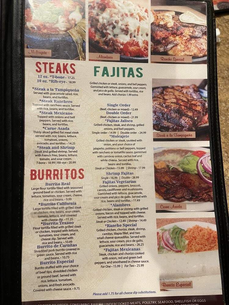 El Rancho Grande - Clarksville, TN menu_pic