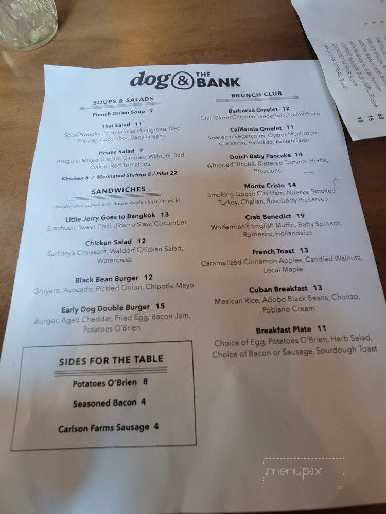 Dog & the Bank - Plainwell, MI menu_pic