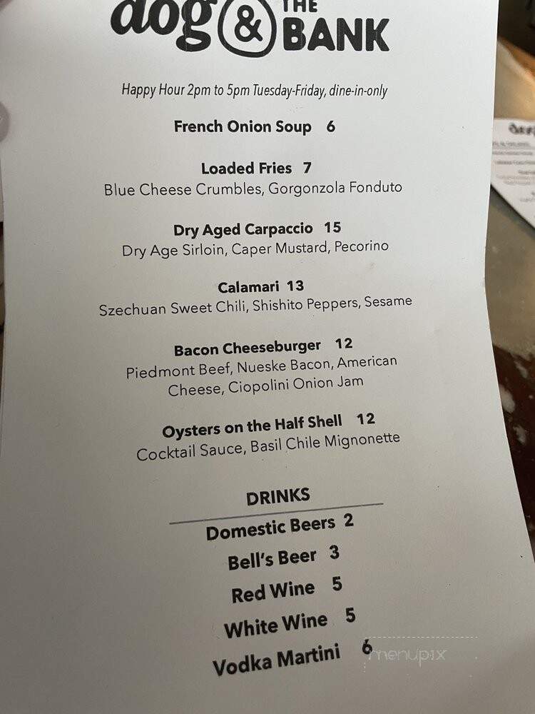 Dog & the Bank - Plainwell, MI menu_pic