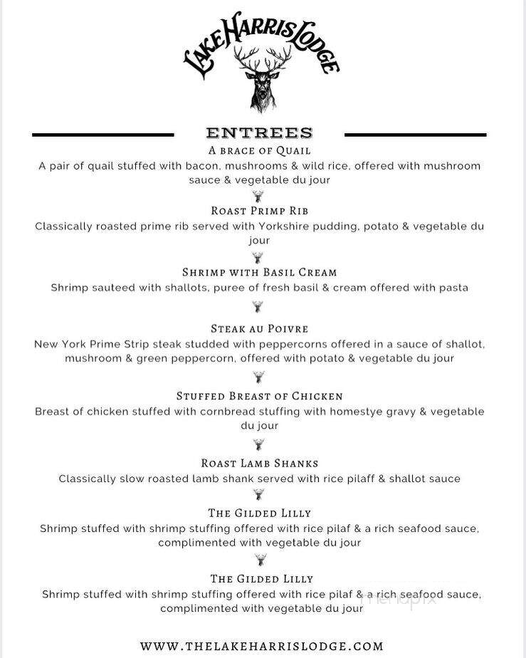 Lake Harris Lodge - Newcomb, NY menu_pic