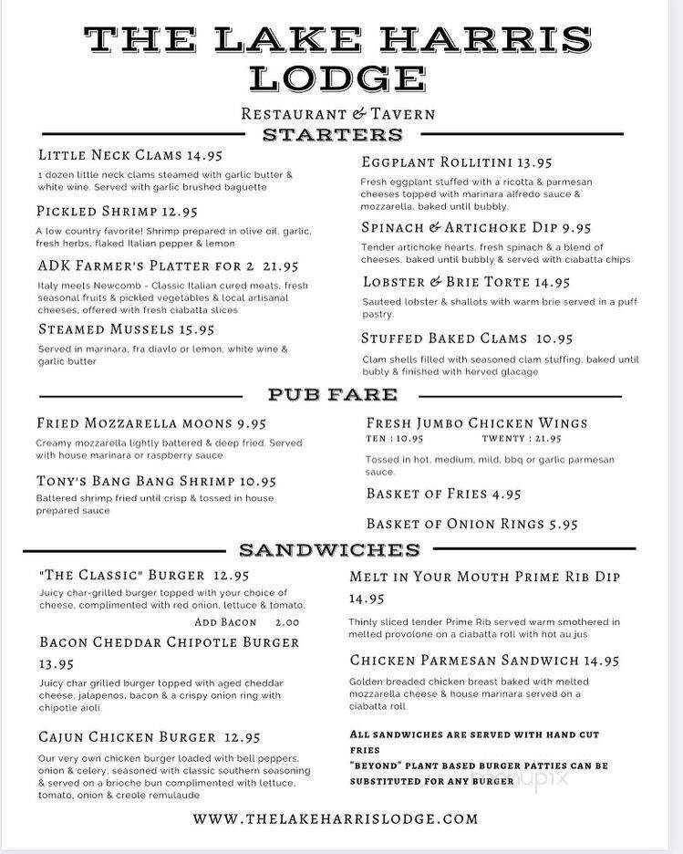 Lake Harris Lodge - Newcomb, NY menu_pic