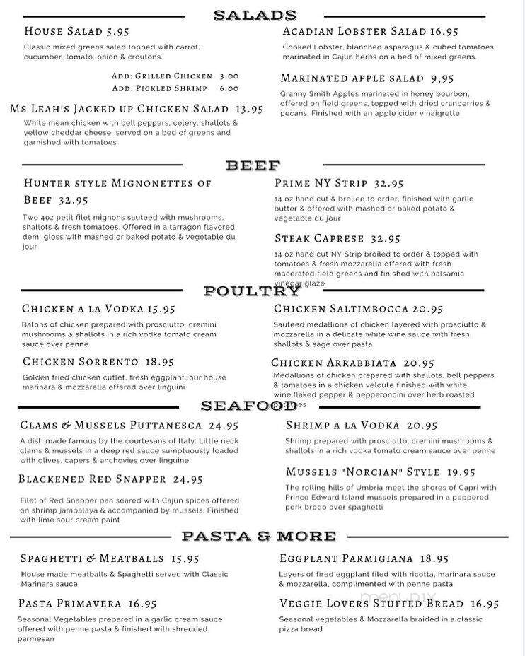 Lake Harris Lodge - Newcomb, NY menu_pic
