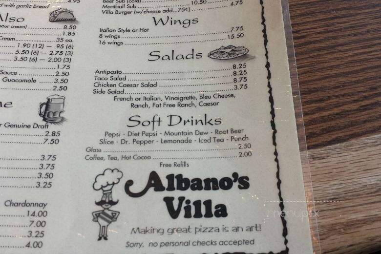 Albano's Pizza - La Porte, IN menu_pic