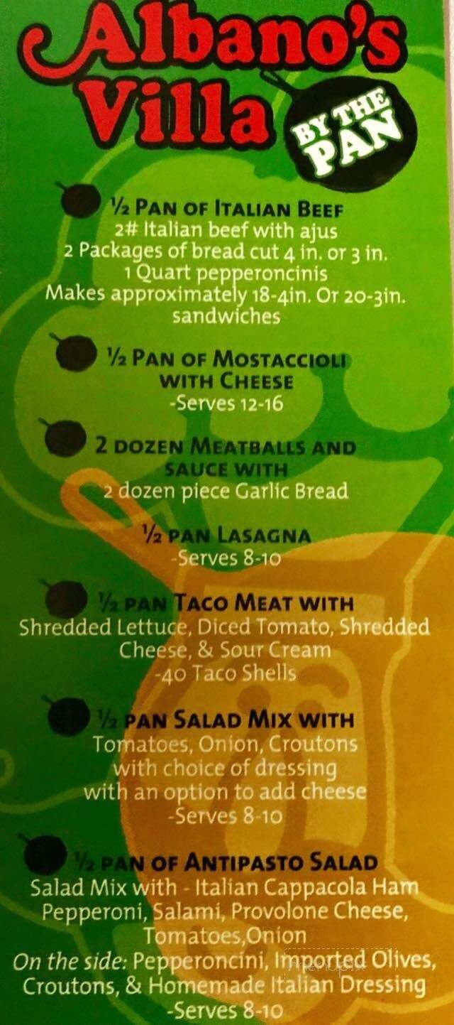 Albano's Pizza - La Porte, IN menu_pic