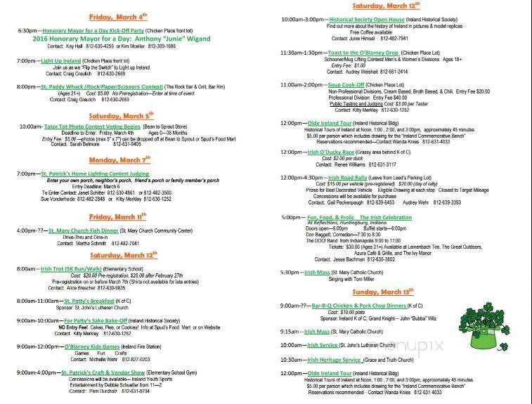 Chicken Place - Ireland, IN menu_pic