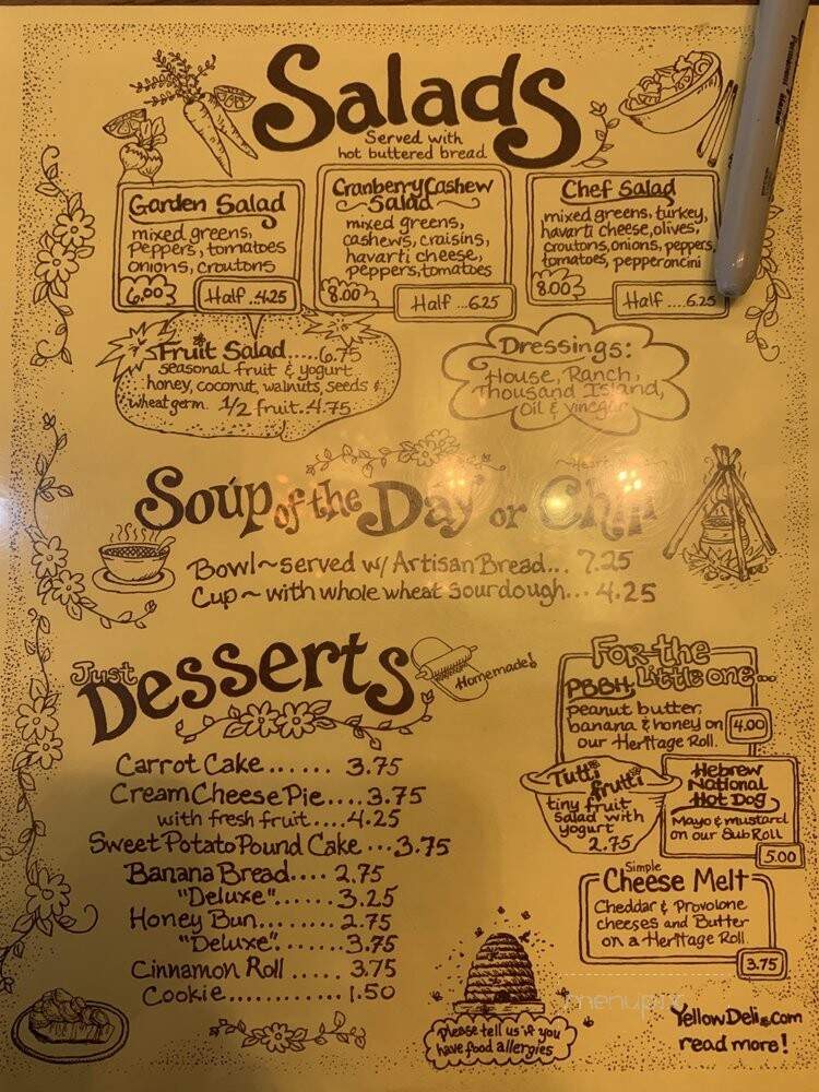 Yellow Deli - Rutland, VT menu_pic