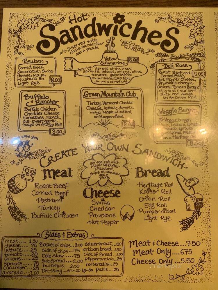 Yellow Deli - Rutland, VT menu_pic