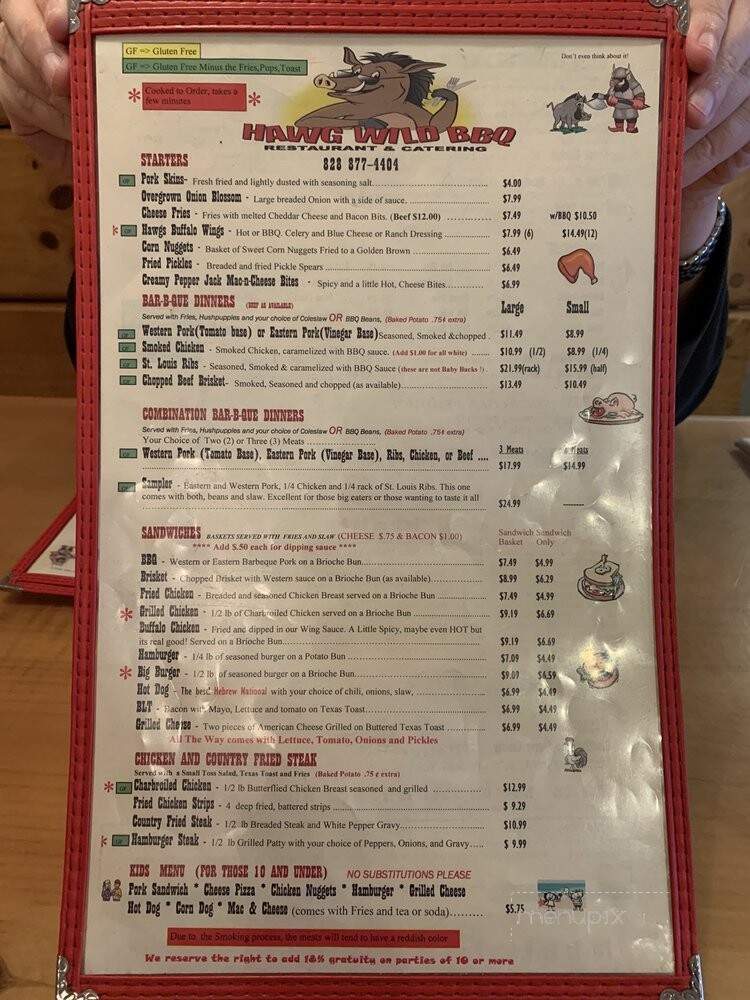 Hawg Wild Bar-B-Que - Pisgah Forest, NC menu_pic