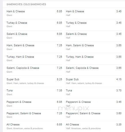 Sandwich Factory - Columbiana, OH menu_pic
