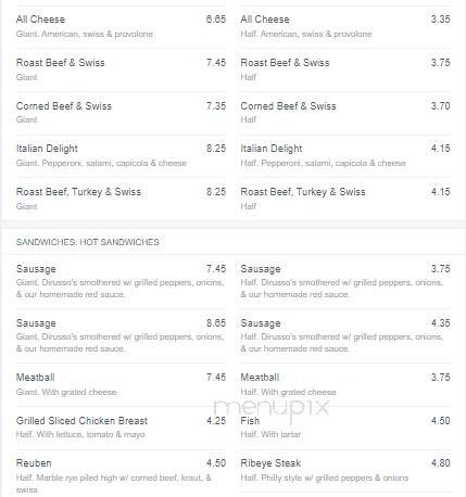 Sandwich Factory - Columbiana, OH menu_pic