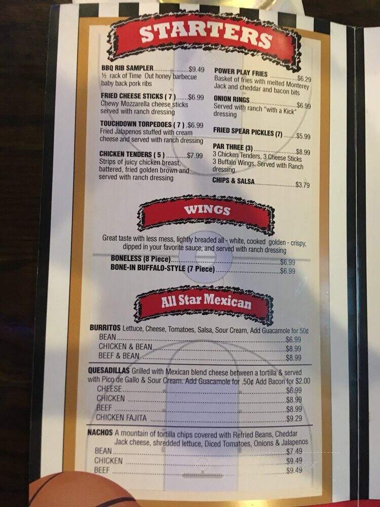 Time Out Bar and Grill - Livonia, MI menu_pic