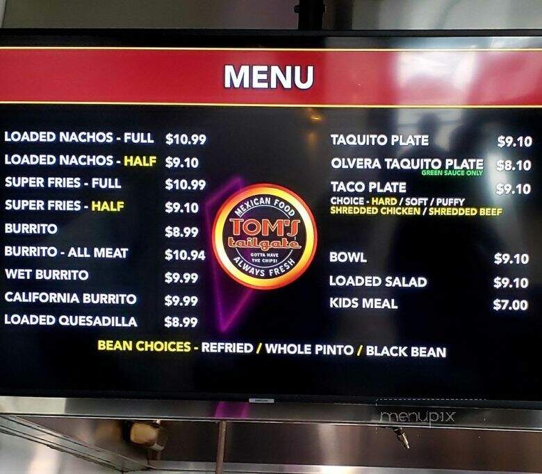 Tom's Tailgate Mexican Restaurant and Catering - La Mirada, CA menu_pic