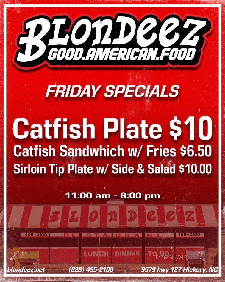 Blondeez Restaurant - Hickory, NC menu_pic