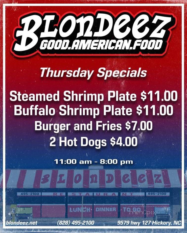 Blondeez Restaurant - Hickory, NC menu_pic