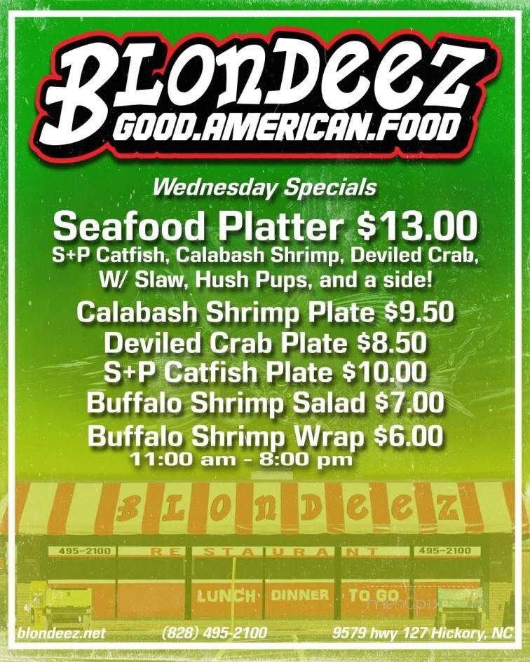 Blondeez Restaurant - Hickory, NC menu_pic