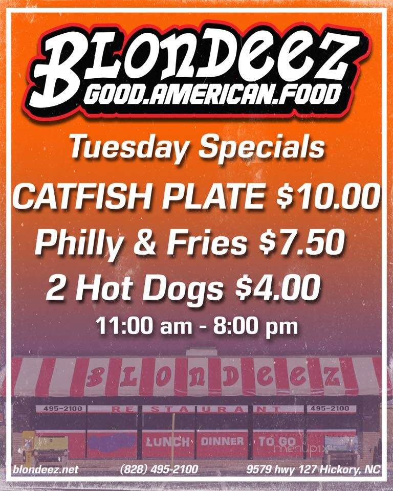 Blondeez Restaurant - Hickory, NC menu_pic