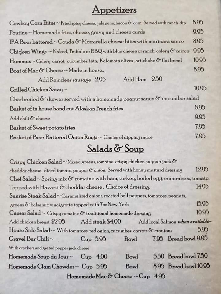 Sunrise Inn - Cooper Landing, AK menu_pic