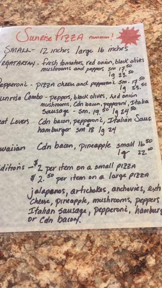 Sunrise Inn - Cooper Landing, AK menu_pic