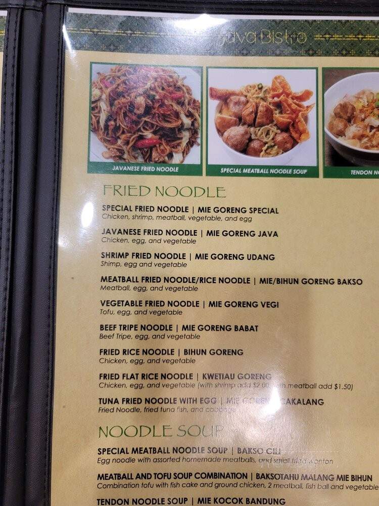 Java Bistro - Rancho Cucamonga, CA menu_pic