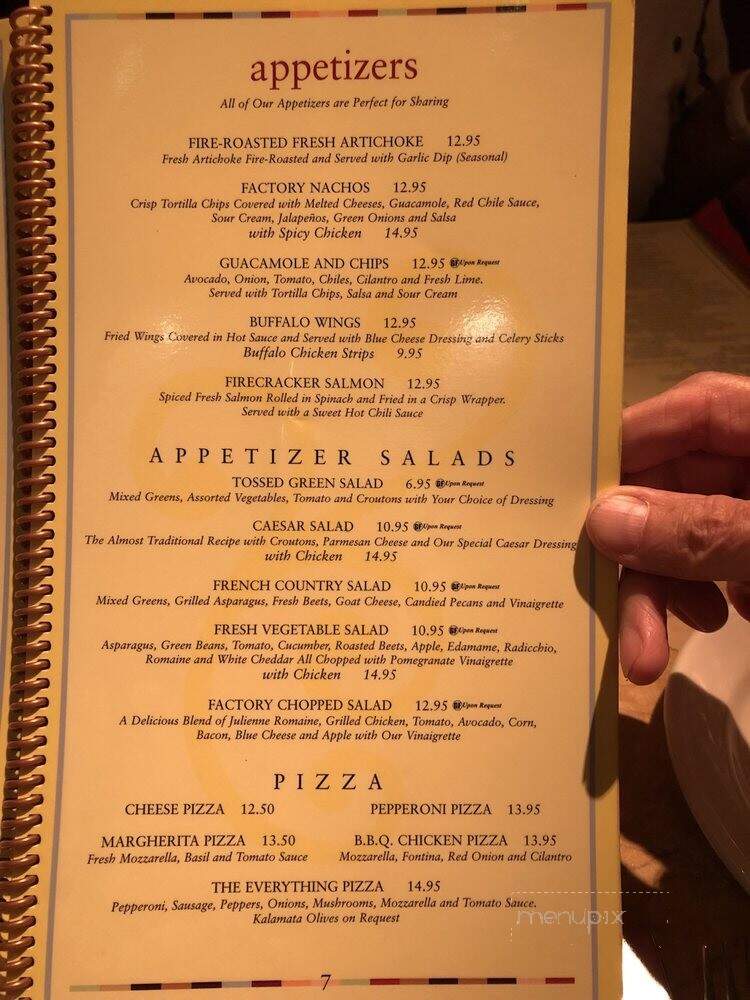 The Cheesecake Factory - Reno, NV menu_pic