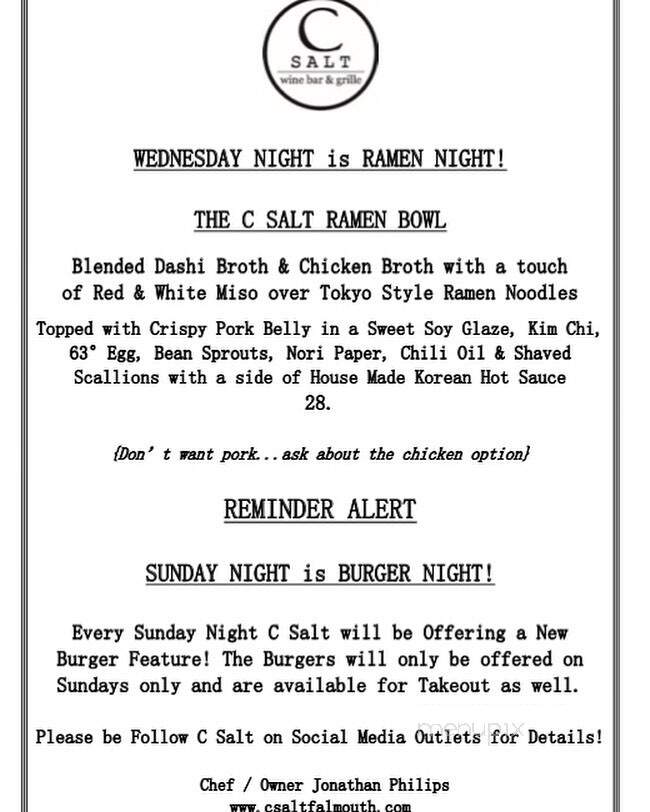C Salt Wine Bar & Grille - Falmouth, MA menu_pic