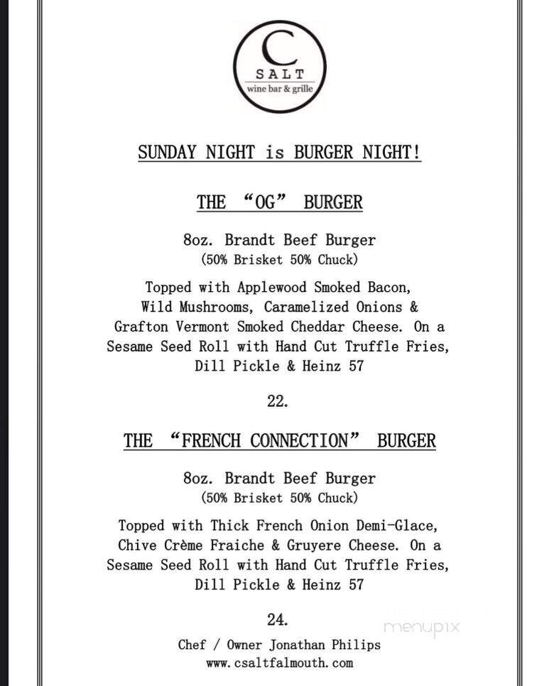 C Salt Wine Bar & Grille - Falmouth, MA menu_pic