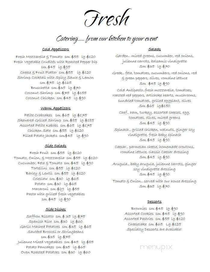 Fresh Bistro - Highlands, NJ menu_pic