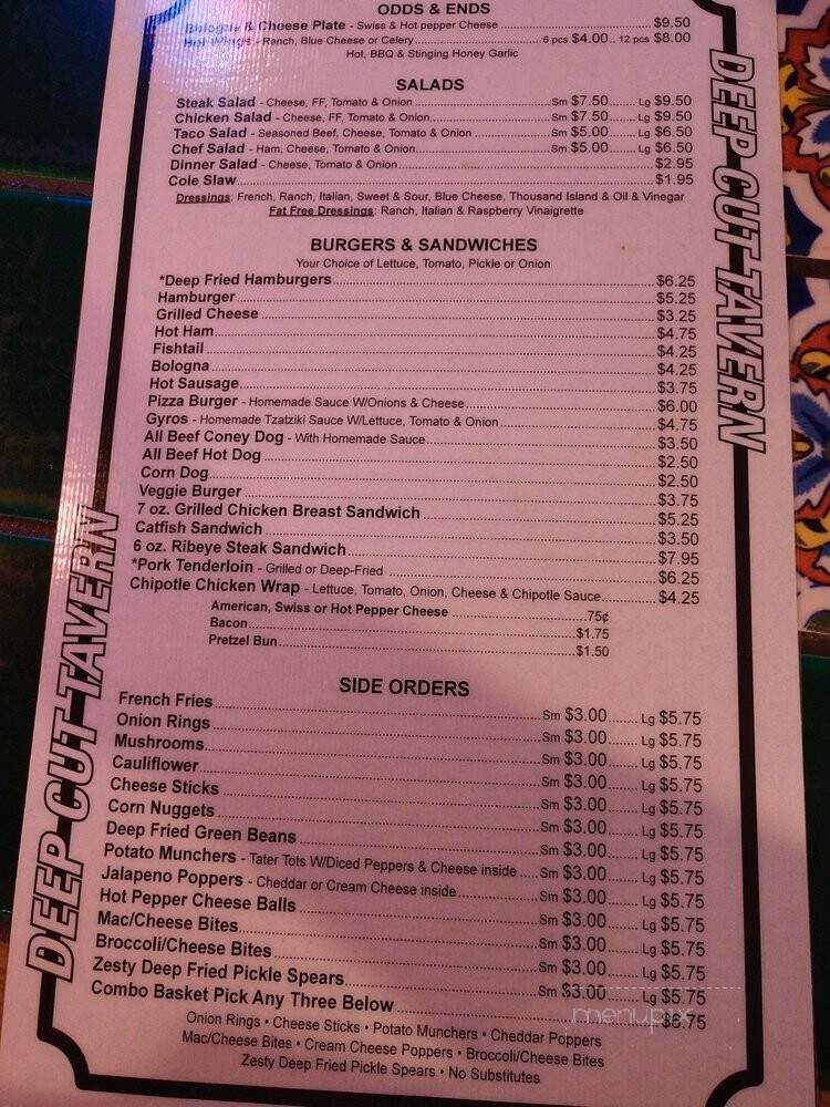 Deep Cut Tavern - Cambridge, OH menu_pic