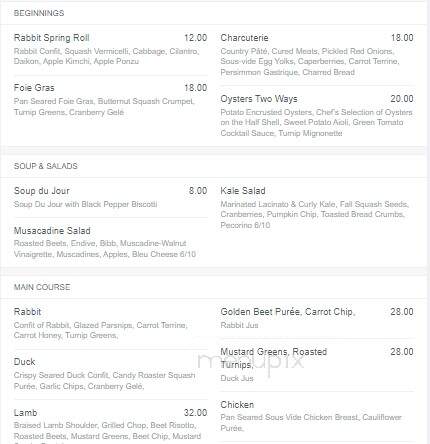 Inn on Church Street - Hendersonville, NC menu_pic