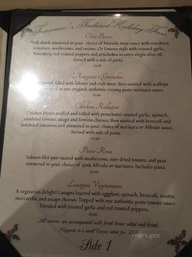 Francesco's Ristorante Italiano - Williamsburg, VA menu_pic