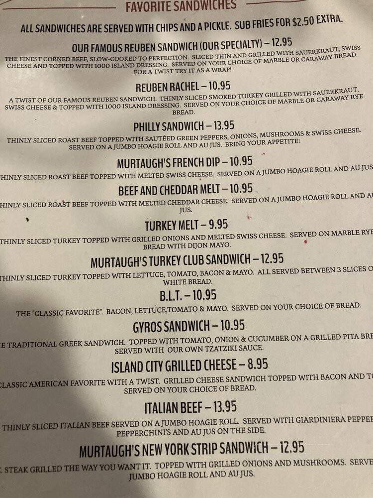 T Murtaugh's Pub & Eatery - Minocqua, WI menu_pic