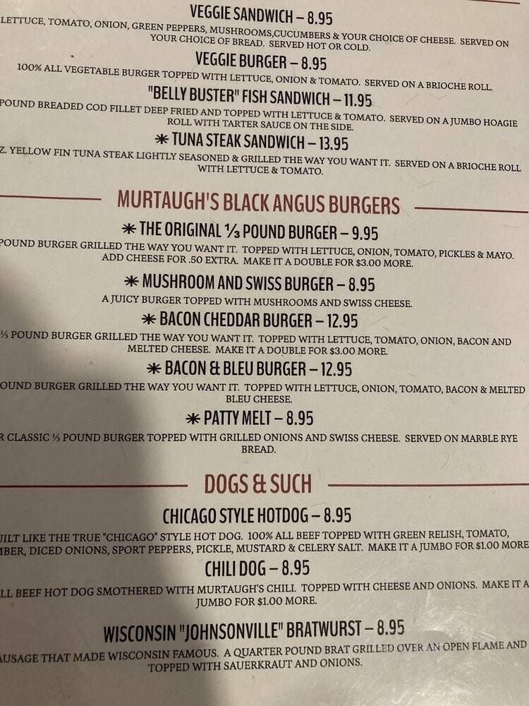 T Murtaugh's Pub & Eatery - Minocqua, WI menu_pic