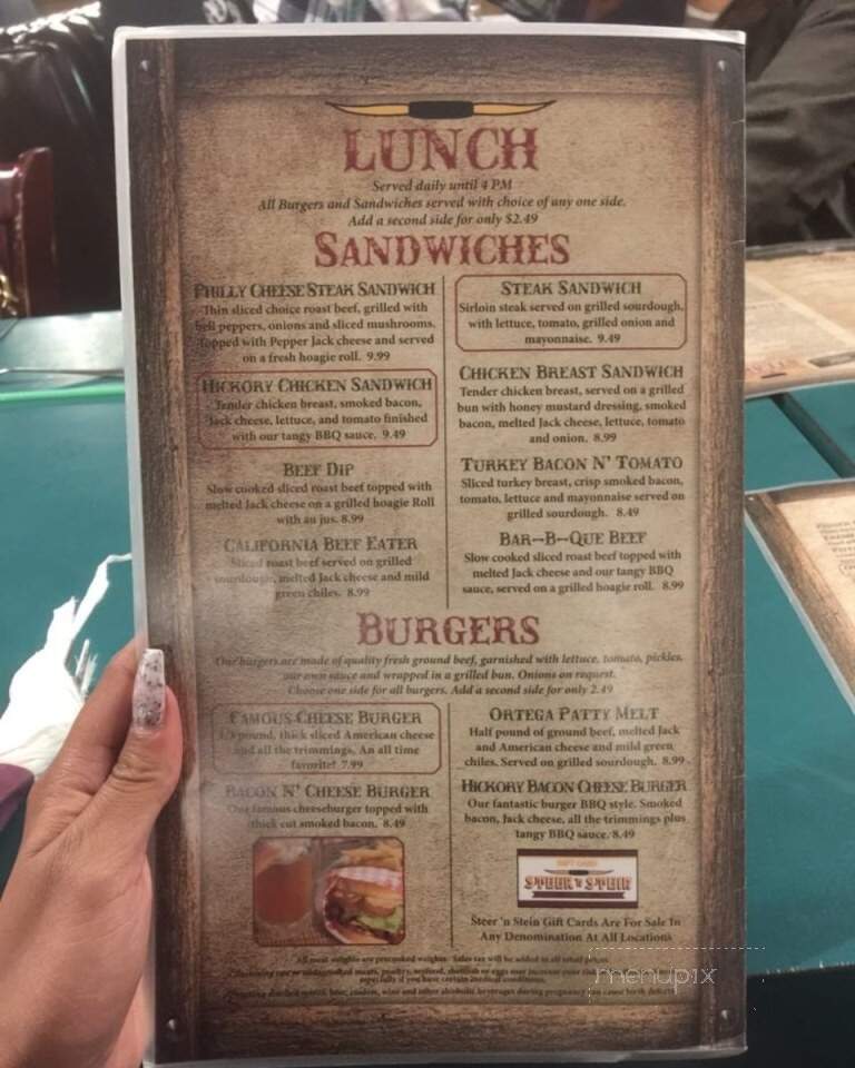Steer 'n Stein Restaurant - Victorville, CA menu_pic