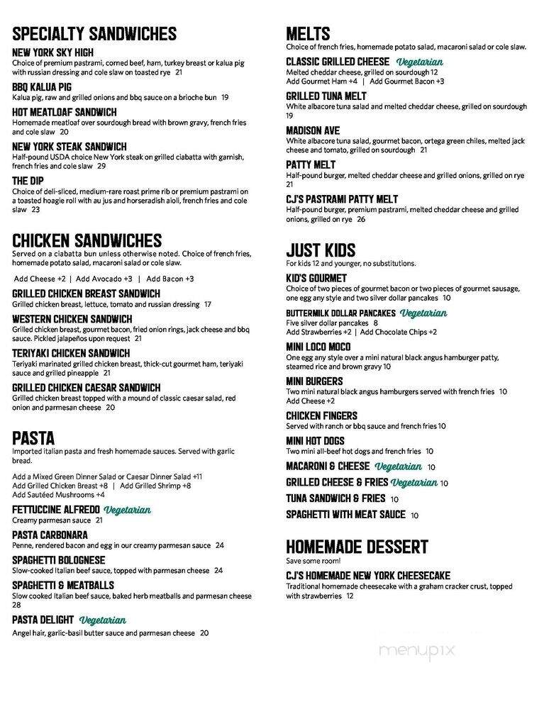 C J's New York Style Deli - Honolulu, HI menu_pic