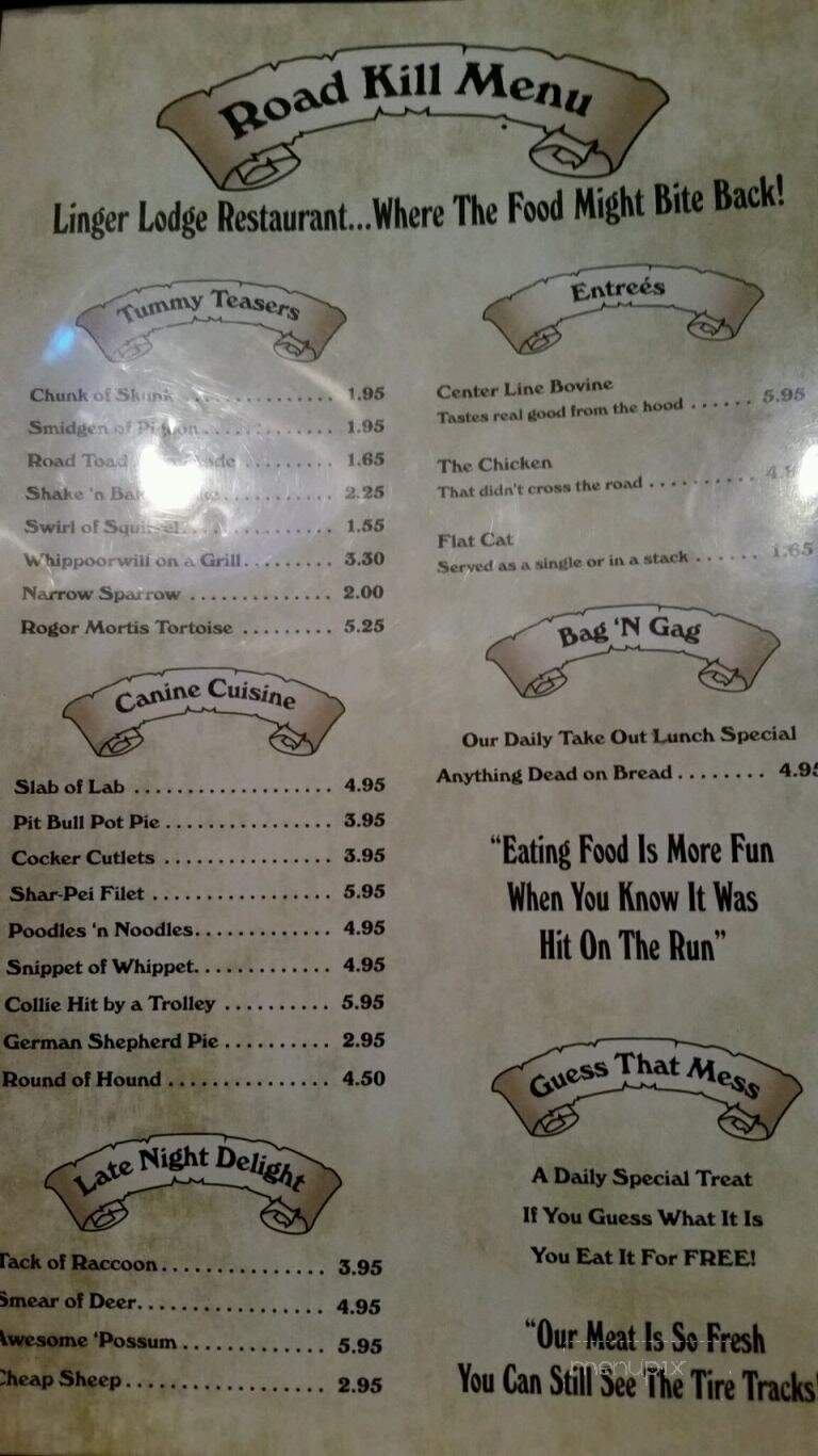 Linger Lodge Restaurant & Bar - Bradenton, FL menu_pic