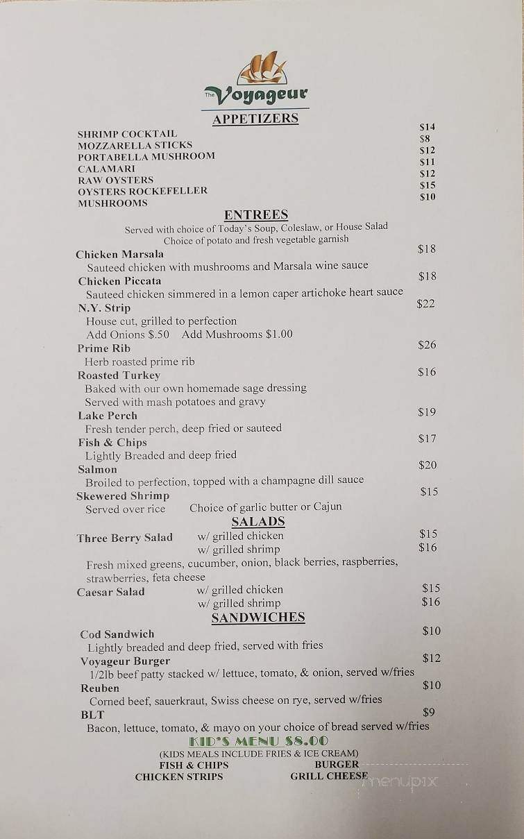 Voyageur - St Clair, MI menu_pic