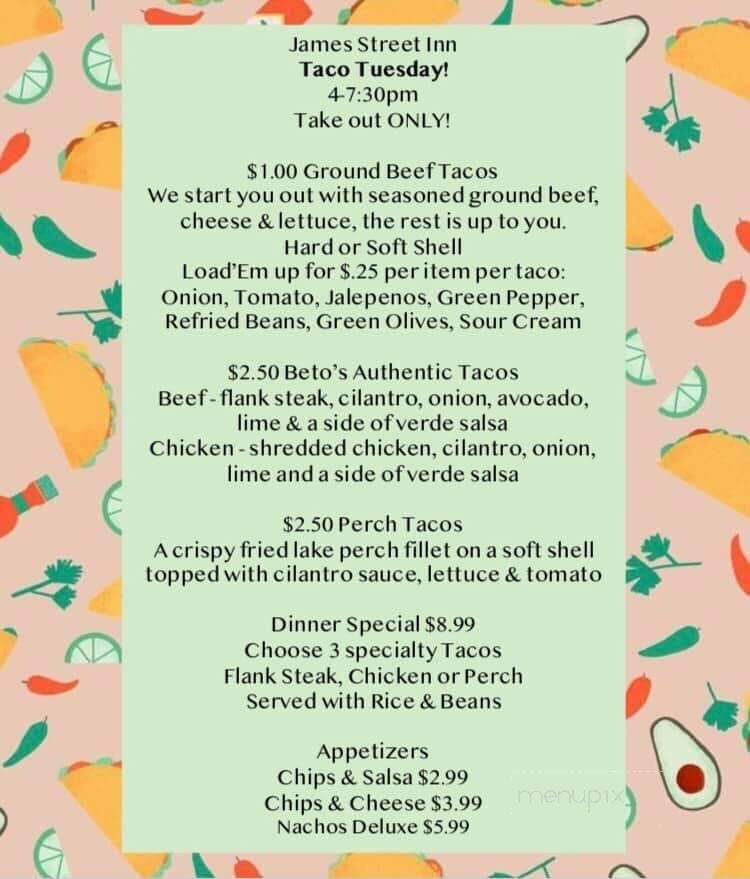 James Street Inn - Holland, MI menu_pic