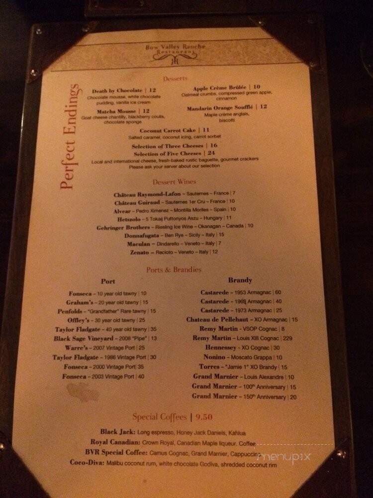 The Ranche Restaurant - Calgary, AB menu_pic