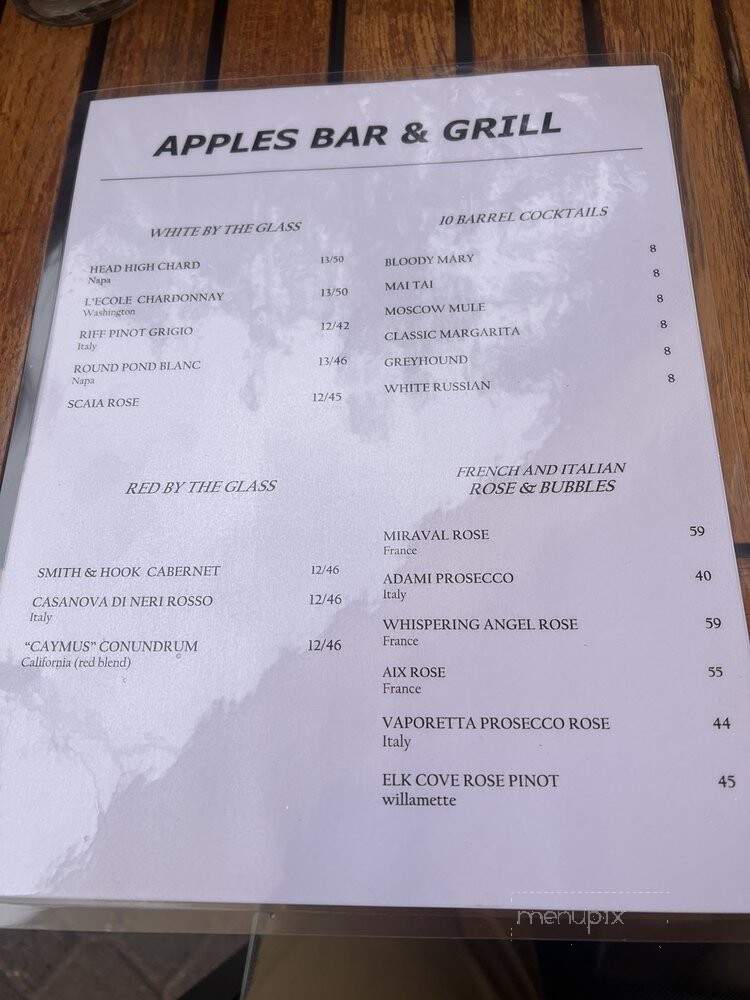 Apples Bar & Grill - Ketchum, ID menu_pic