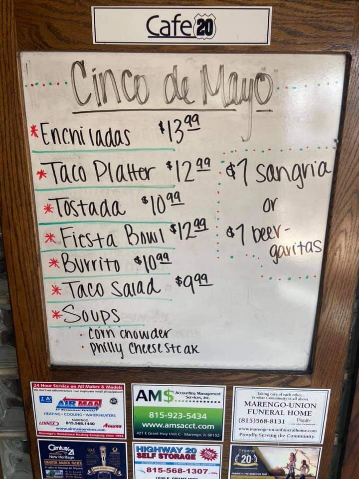 Cafe 20 - Marengo, IL menu_pic