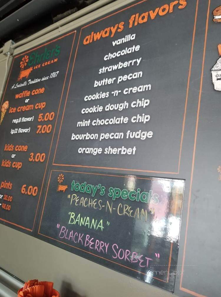Ehrler's Ice Cream - Louisville, KY menu_pic
