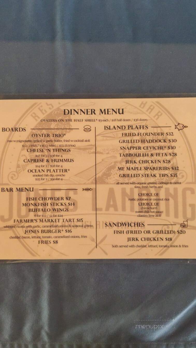 Jones Landing - Peaks Island, ME menu_pic