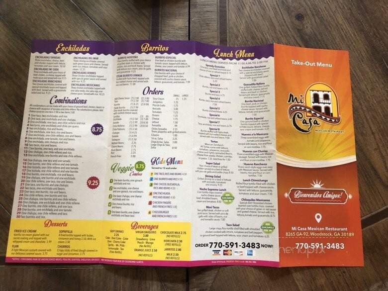 Mi Casa Mexican Restaurant - Woodstock, GA menu_pic