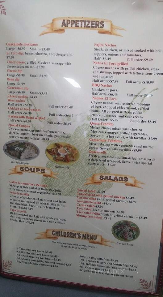 El Toro - Greenville, MS menu_pic