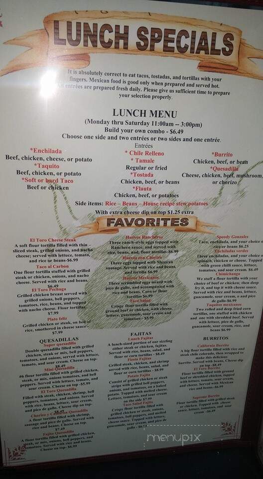 El Toro - Greenville, MS menu_pic